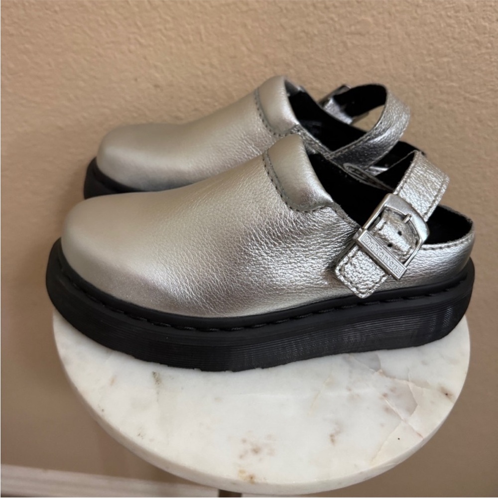 NEW Women DR MARTENS Laketen Slingback Mule metallic tumble nappa leather Sz 5 - Picture 2 of 7